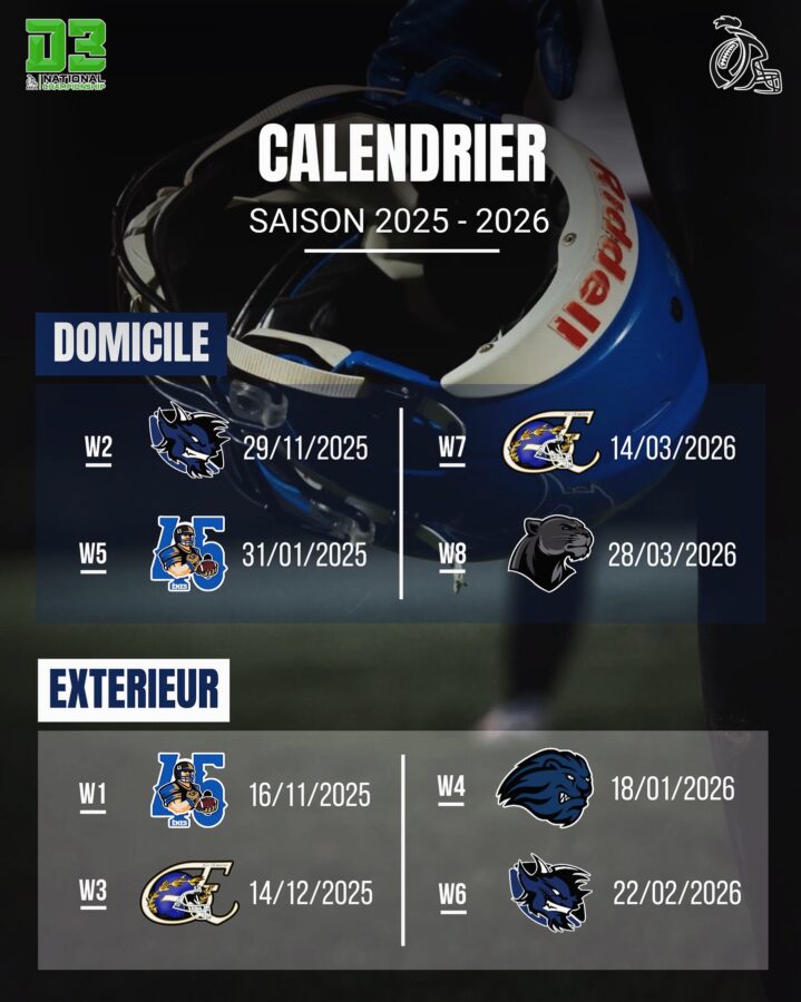 calendrier Sharks de Valence – football américain D3